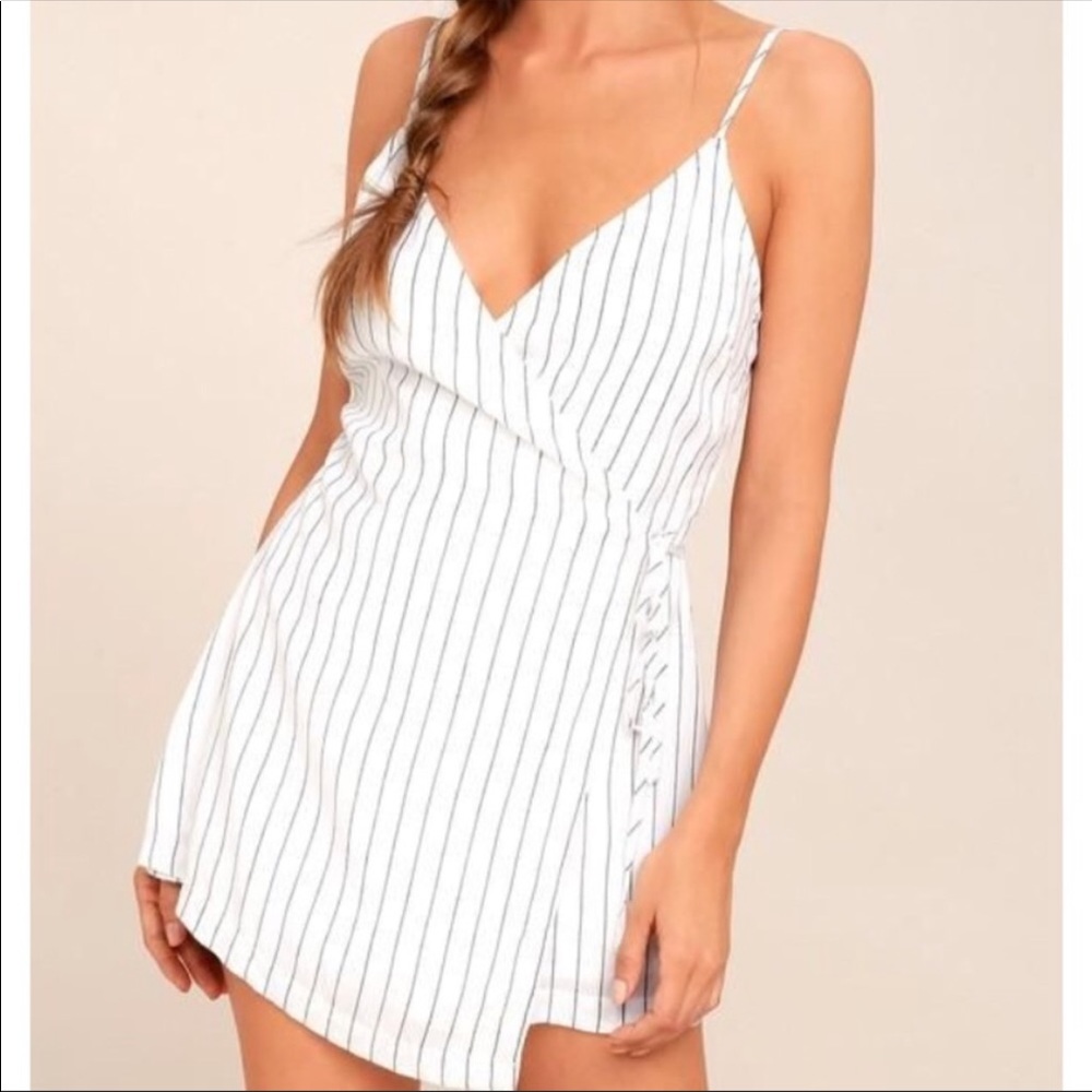 Lulus At the Seashore White Striped Romper